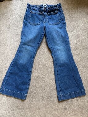 Ava & Viv Junior’s Size 17 Tall High Rise Front Square Pockets Blue Flared Jeans